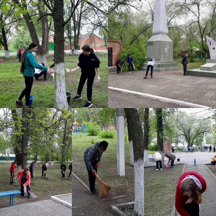 Учащиеся МБОУ СОШ №72 приняли участие в субботнике по благоустройству центрального парка ст.Кривянской